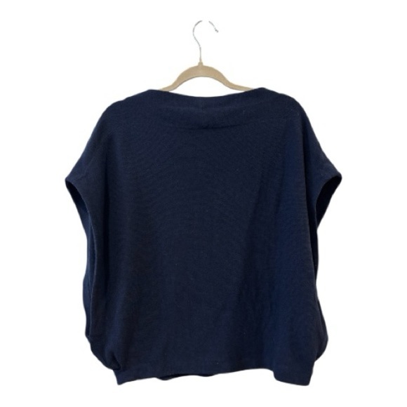 DVF Diane von Furstenberg Nevaeh Sleeveless Boxy Wool-Cashmere Sweater Navy M/L - Picture 3 of 9